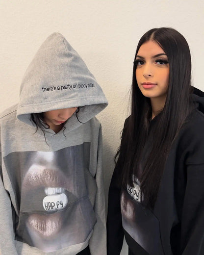 Gothic Grunge Graphic Print Hoodie