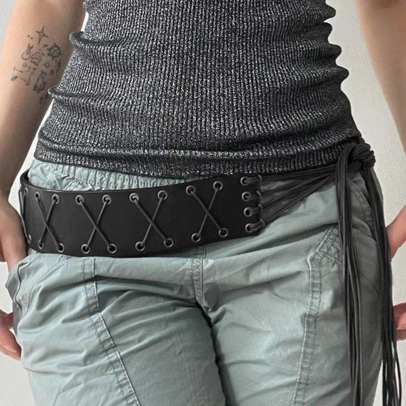 Y2K Gothic PU Leather Harajuku Streetwear Waist Belt Main image