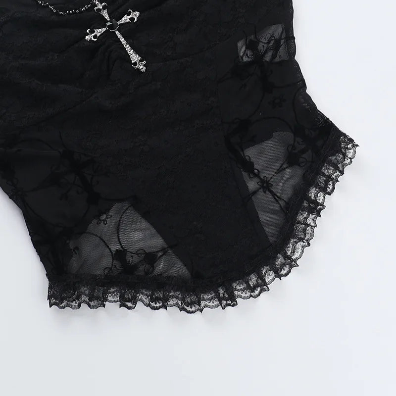 Skeleton Print Crop Corset