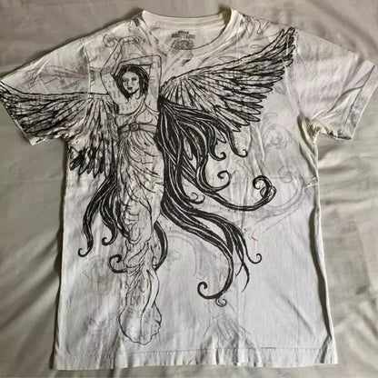Gothic Print Loose Cotton T-shirt