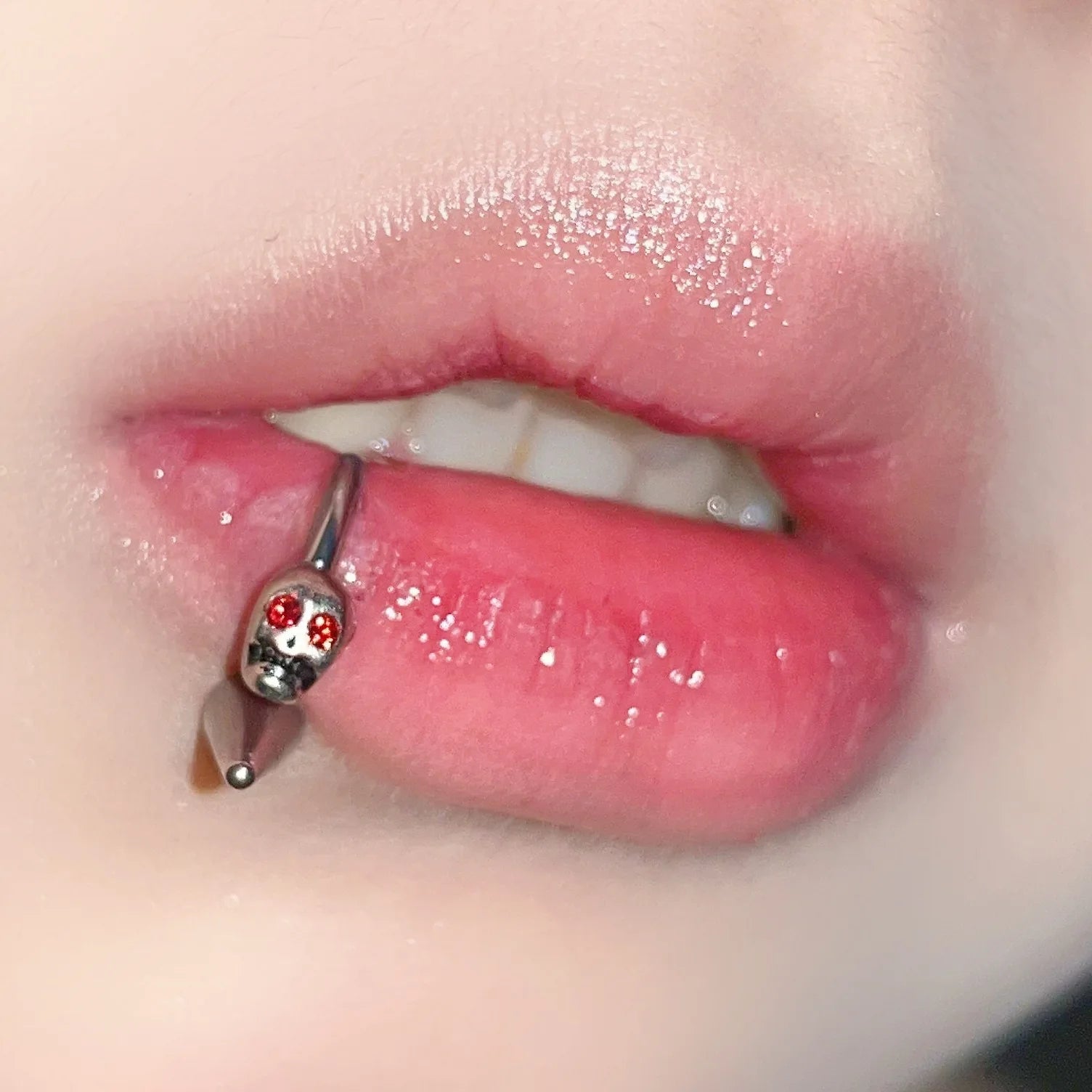 Mint Green Acrylic Titanium Horseshoe Lip Stud Main image