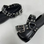 Pointed Toe Chunky Slingbacks Belt Buckle Flat