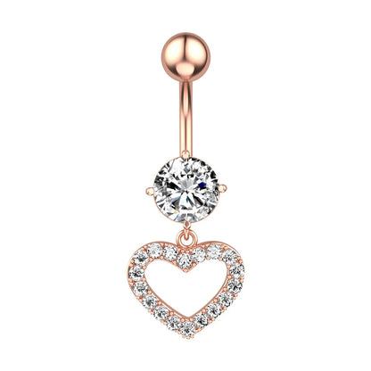 Heart Crystal Dangle Gothic Belly Ring