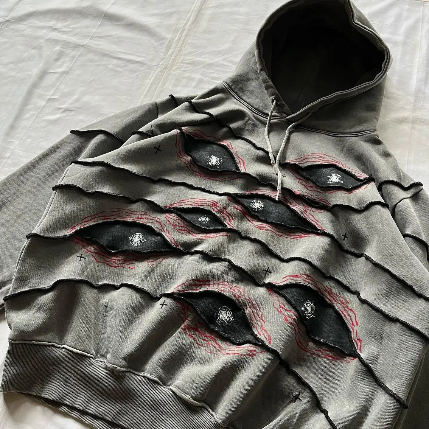 Gothic Eyes Patchwork Pullover Hoodie Main image