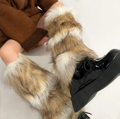 Gothic Faux Fur Vintage Sock