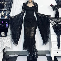 Classic Gothic Lace Flare Sleeve Blouse