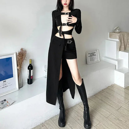 Techwear Patchwork Cargo Skirt