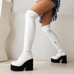 Punk Goth Over Knee High Block Heel Gothic Boot