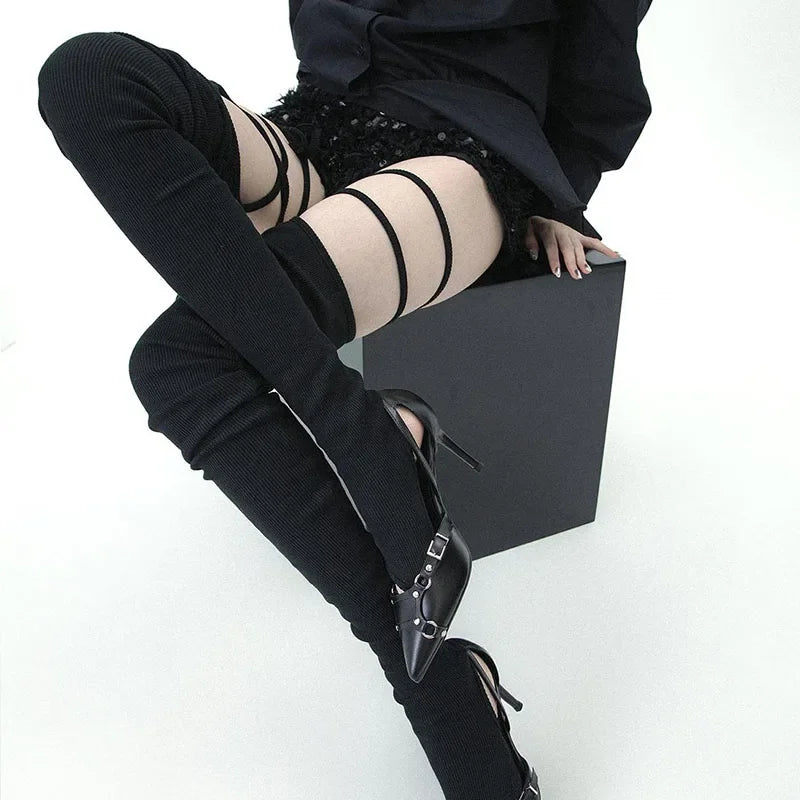 Gothic Tie Split Toe Knee Sock