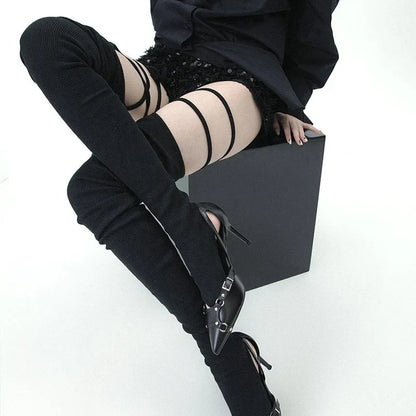 Gothic Tie Split Toe Knee Sock