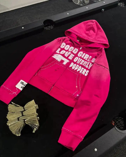 Gothic Letter Graphic Zip Hoodie