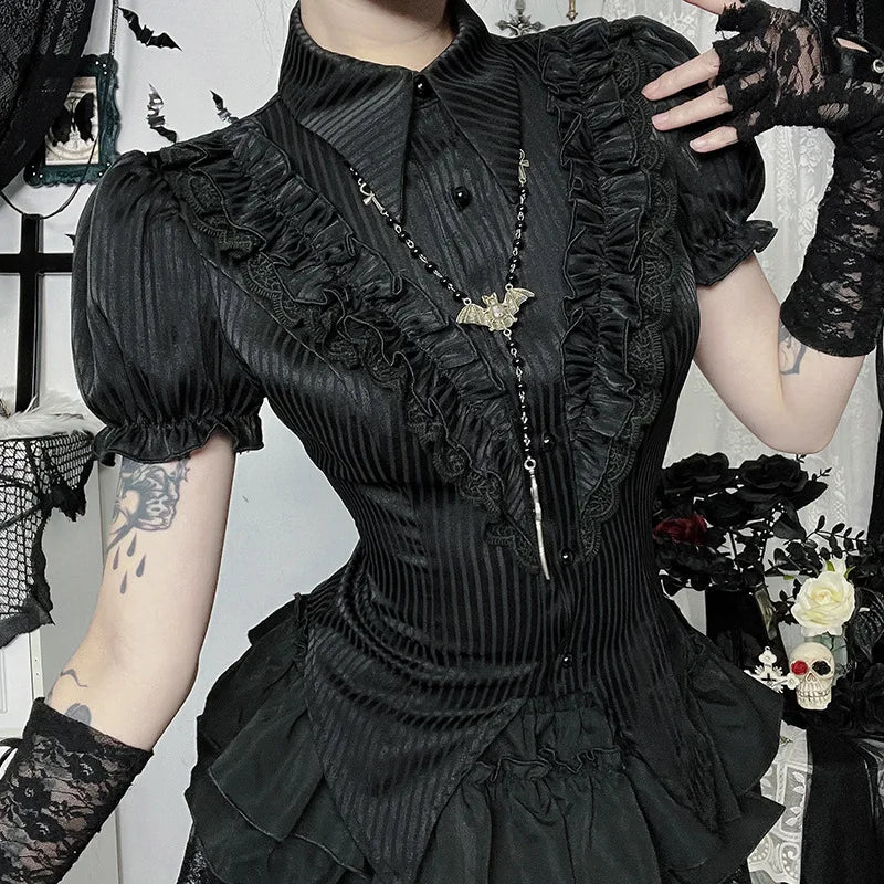 Slim Lapel Stripe Blouse Main image