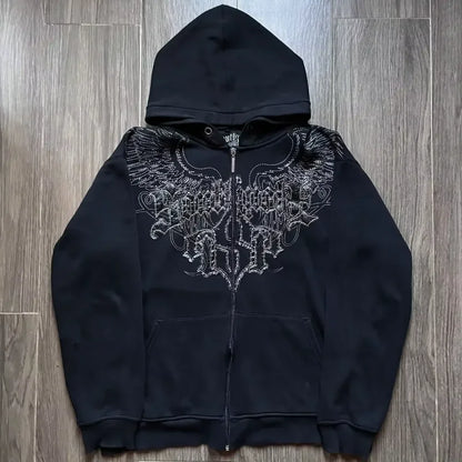 Gothic Retro Pattern Zipper Hoodie