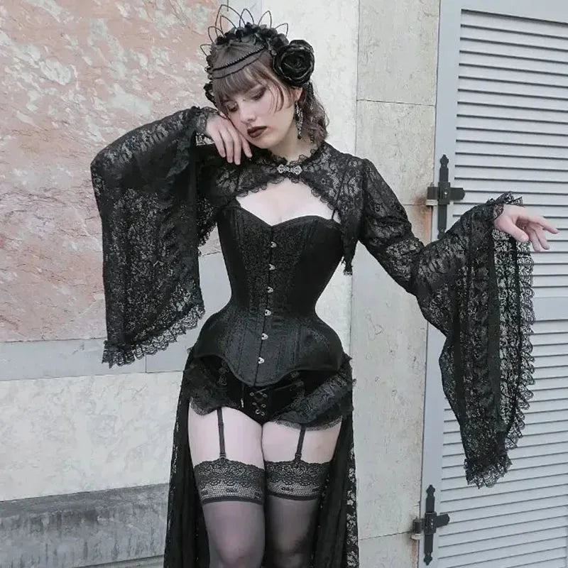 Gothic Flared Sleeve Silk Blouse