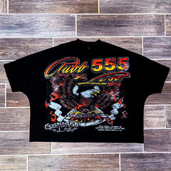 Gothic Pattern Print Oversized Cotton T-shirt