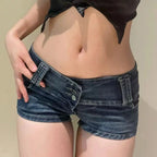 High Waist Slim Denim Short