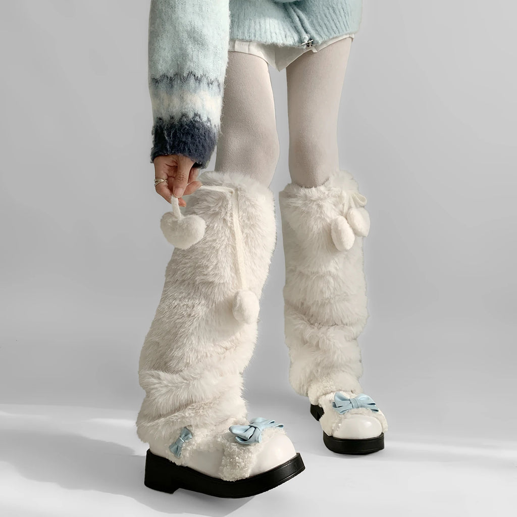 Gothic Heart Winter Faux Fur Sock