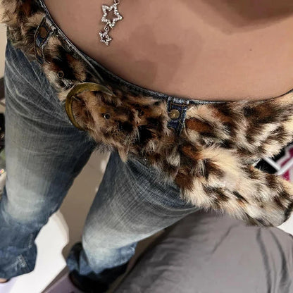 Leopard Print Gothic Fur Adjustable Belt