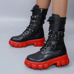 Punk Zipper Motorcycle Mid-Calf Gothic Boot