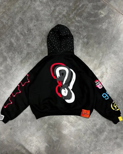 Gothic Star Alphabet Zip Hoodie