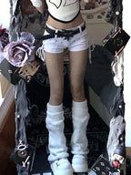 Low-Rise Lace-Up Denim Shorts