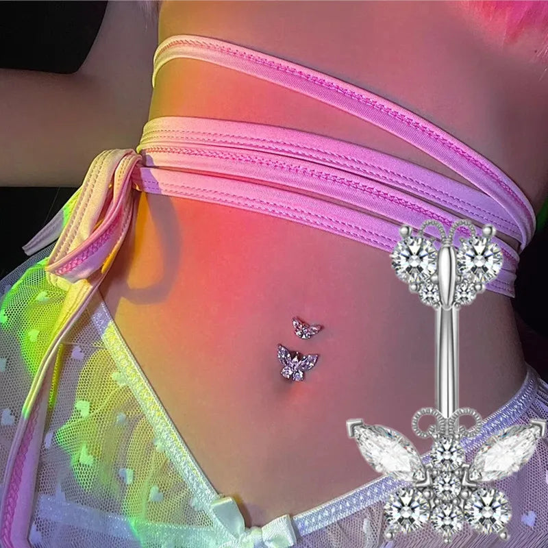 Butterfly CZ Glitter Gothic Belly Ring Main image