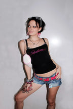 Punk Rhinestone Letter Goth Crop Top