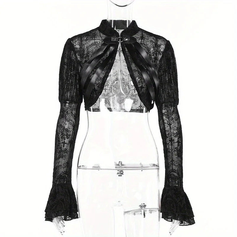 Lace Trim Mesh Top