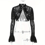 Lace Trim Mesh Top