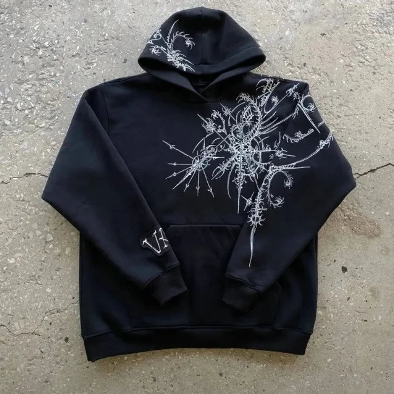 Gothic Pattern Print Casual Hoodie