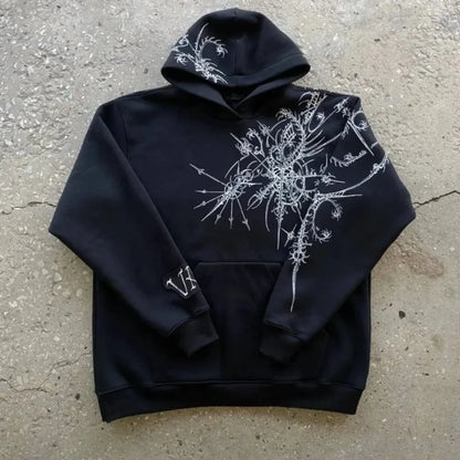 Gothic Pattern Print Casual Hoodie