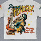 Guitarist Print Round Neck Cotton T-shirt
