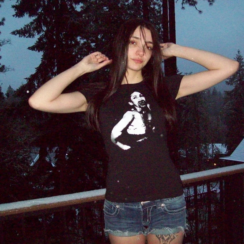 Aesthetic Gothic Crop Cotton T-shirt