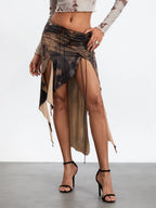 Elastic Waist Draped Ruffle Skirt