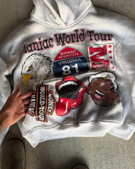 Gothic Pattern Letter Zip Hoodie