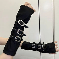 Gothic Metal Button Strap Glove