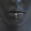 White Zirconia Cross Silver Punk Lip Stud