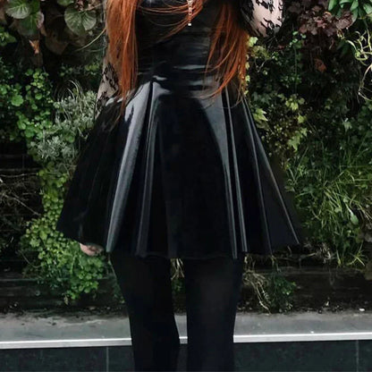 Shiny PVC Pleated Latex Mini Skirt