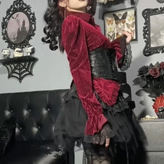 Retro Victorian Pleated Gothic Blouse