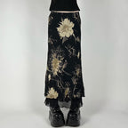 Retro Floral Fairycore Long Skirt