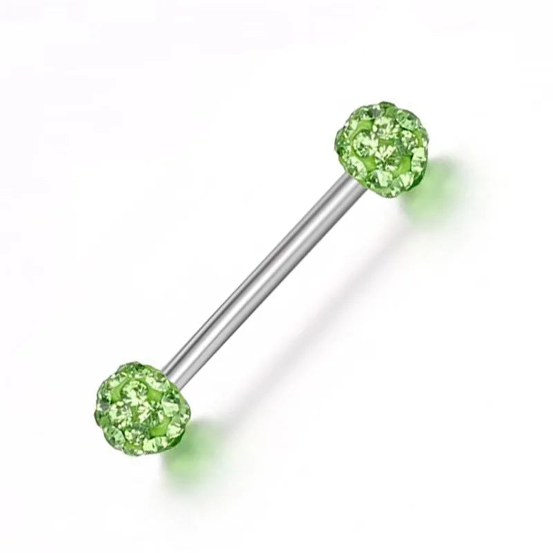 16mm Stainless Steel Shiny Rhinestone Tongue Ring