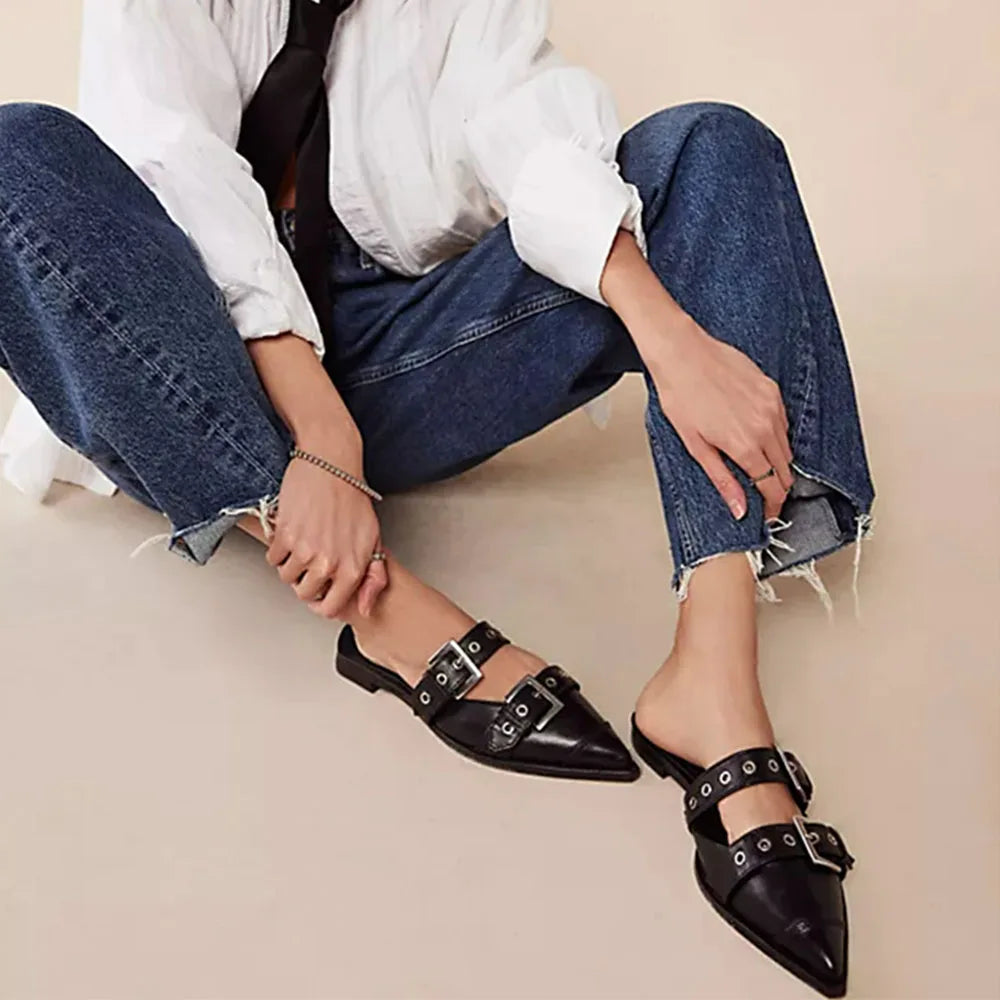 Trendy Designer Platform Pumps Leather Flat Main image