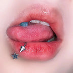 Five-Pointed Cone Horseshoe Lip Stud