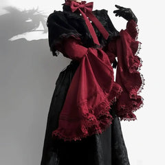 Flare Sleeve Lace Patchwork Blouse