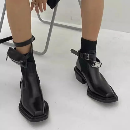 2024 Luxury Block Heel Gothic Ankle Boot