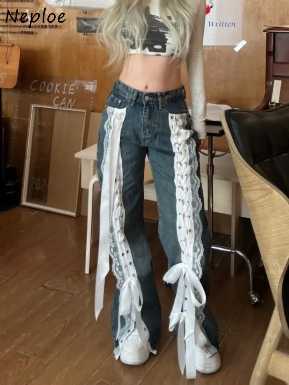 Lace-Up Gothic Commuter Denim Pant Main image
