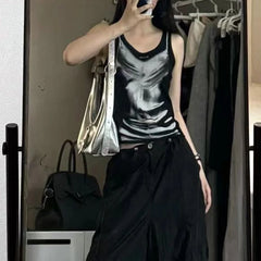 Retro Y2K Hot Girl Slim Suspender Crop Top