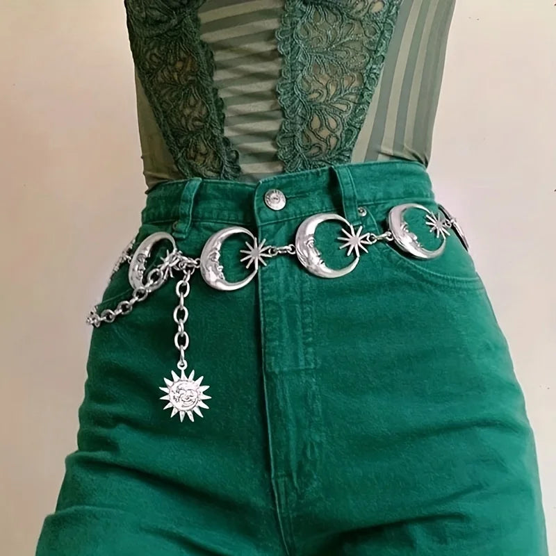 Versatile Gothic Sun Moon Star Pendants Belt