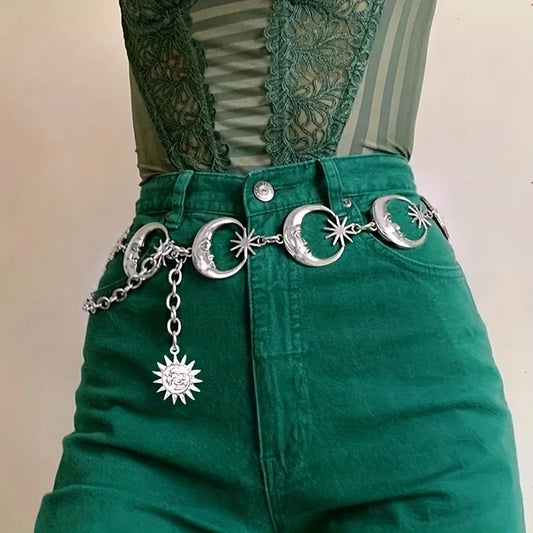 Versatile Gothic Sun Moon Star Pendants Belt