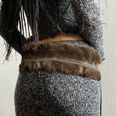 Faux Fur Patchwork Gothic PU Leather Vintage Waist Belt